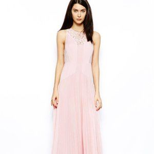 Whistles light pink lace and pleated skirt formal maxi dress, bridesmaid dress 2